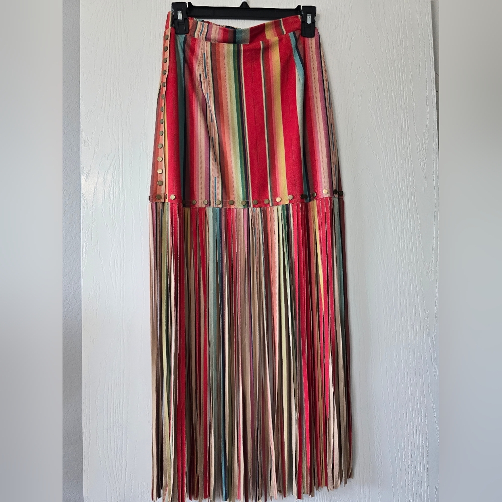 Red Asymmetrical High-Low Maxi Skirt Resort Wear